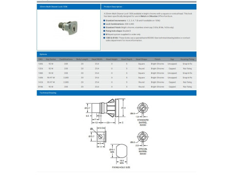 20MM MULTI-DRAWER LOCK 1306
