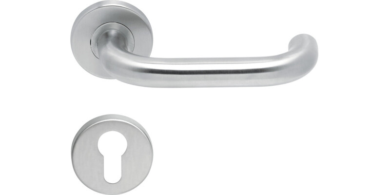 Lever Handles, Shaped, on Round Roses, Grade 304 Stainless Steel, Chase, Startec