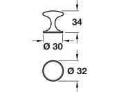 Chloeu Knob Brass Pol Nickel D32x34mm