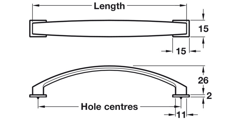 Augusta Bow Hdl+BP ZA Matt Blk 160mm cc
