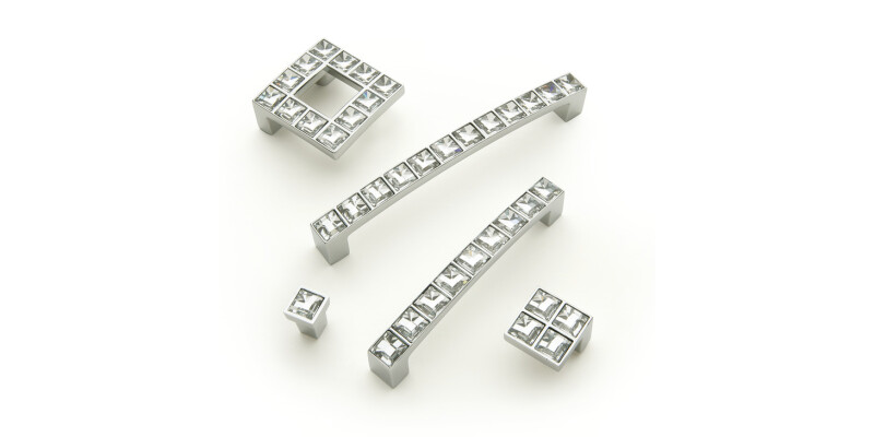 Crystal D Pull Hdl ZA Pol Chr 96mm cc