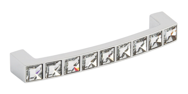 D Pull Handle, Zinc Alloy, Fixing Centres 96-128 mm, Crystal