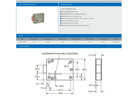 7 LEVER 5,000 SAFE LOCK 3001