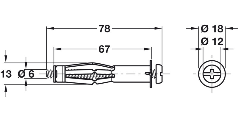 Fischer HM6 Metal Cavity Fixing D12x65mm