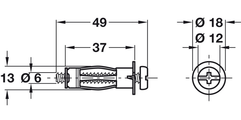 Fischer HM6 Metal Cavity Fixing D12x35mm