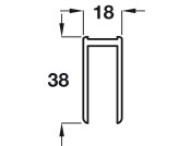 Cubicle Headrail 38x18mm 3m SAA
