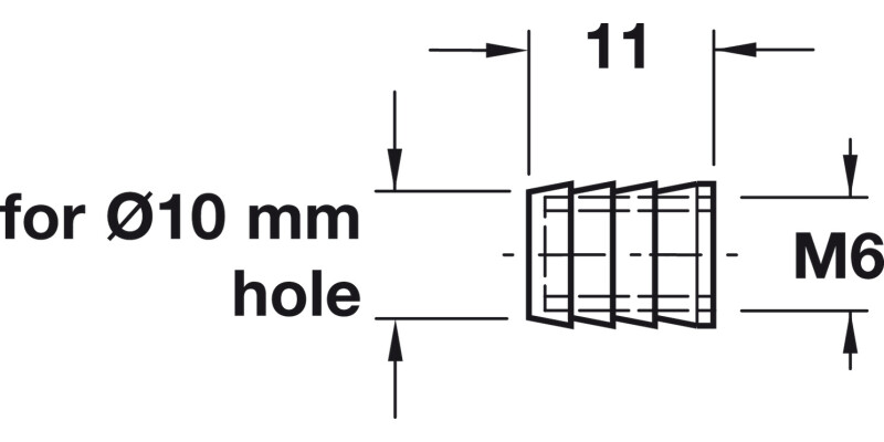 Glue-In Sleeve M6 D10x11mm Plastic