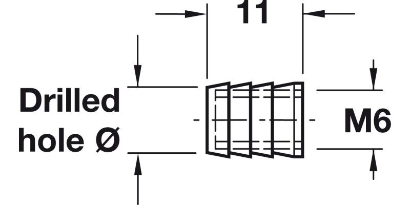 Glue-In Sleeve M6 D10x11mm Plastic