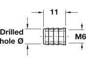 Glue-In Sleeve M6 D10x11mm Plastic