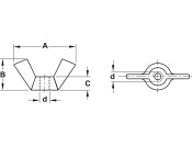 Wing Nut M6 St Glv