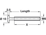 Connecting Bolt Flat End M6x15mm St BZP