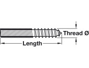 Wood to Metal Dowel M10x60mm Self Col