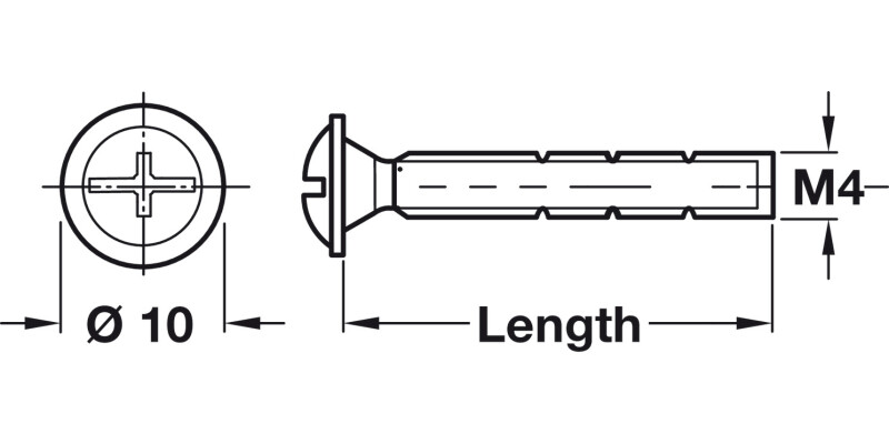 Snap off Screw M4x20-45mm SYC x100
