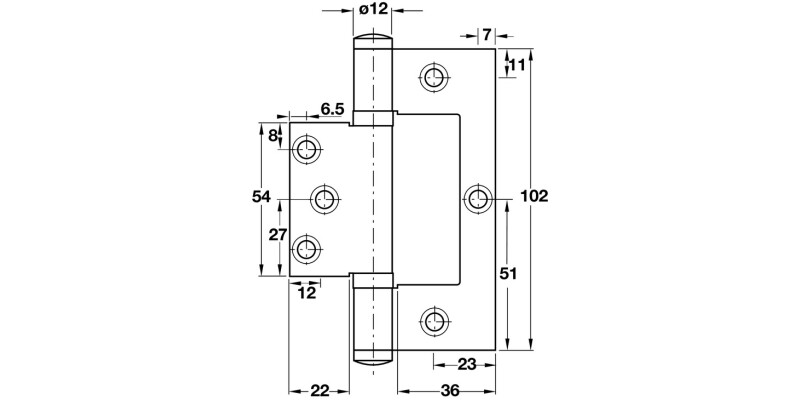 Flush Hinge 102x70mm 201 SS SSS