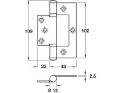 Flush Hinge 102x70mm 201 SS SSS