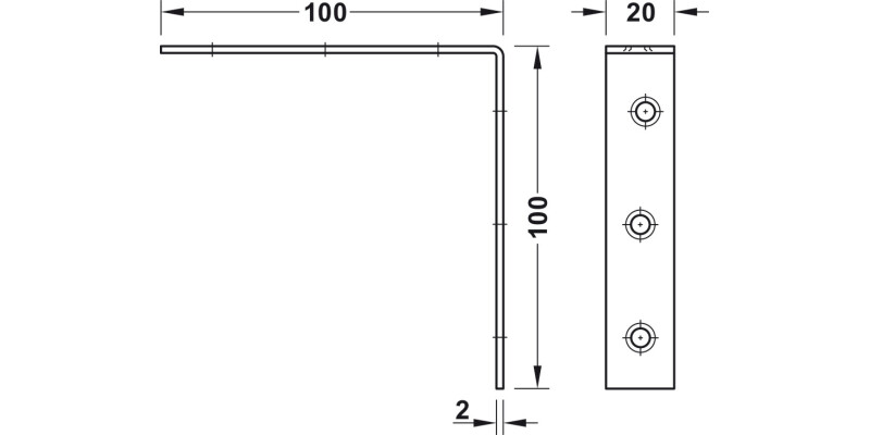Chair Bracket 100x100x20mm St Blue Galv