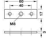 Screw-On Plate M10 60x16mm Galv St