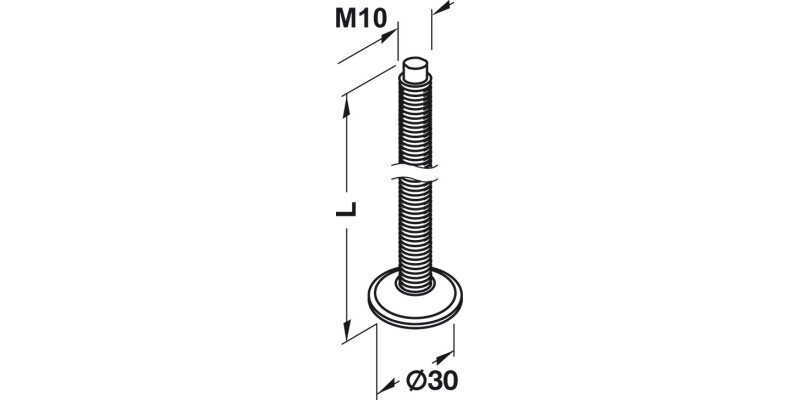 Plinth Adj Screw D30mm M10x100mm Galv St