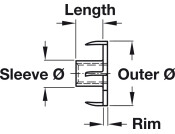 T-Nut Four Prong M6 D19mm St Bright