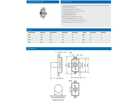 L&F 5809 (25MM) / 5838 (19MM) ESPAGNOLET LOCK