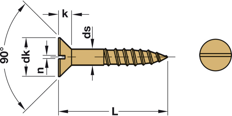 Wood Scr Sgl Slot Prt Csk D2.5x16mm BBrs