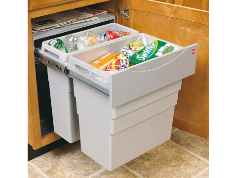 Pull Out Waste Bin, 1 x 19 and 1 x 30 litres, Hailo Easy Cargo 3668-50