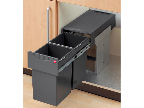 Pull Out Waste Bin, for Hinged Door Cabinets, Hailo Tandem