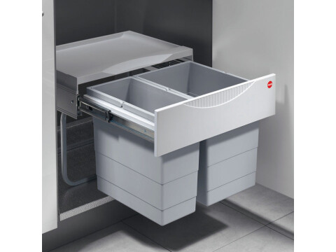Pull Out Waste Bin, 1 x 12 and 1 x 18 litres, Tandem, Hailo