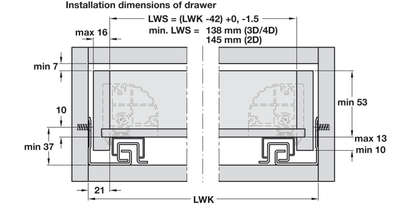 Dynapro Drawer Runner Full 70kg 450mm SZP