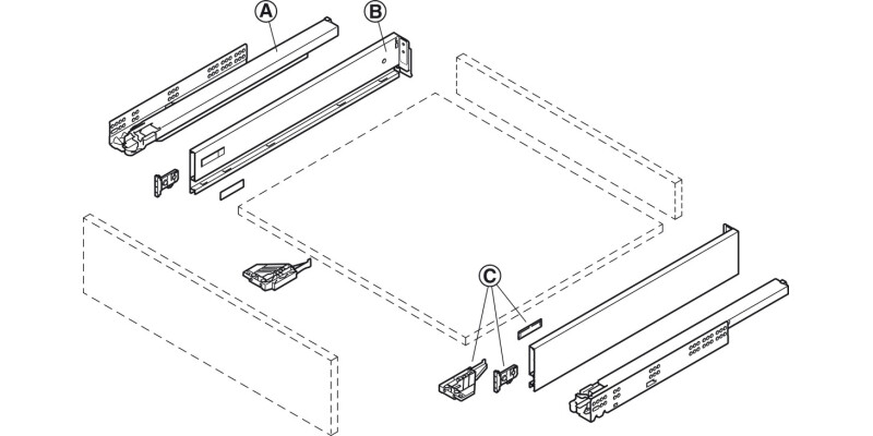 Dynapro Drawer Runner Full 70kg 450mm SZP