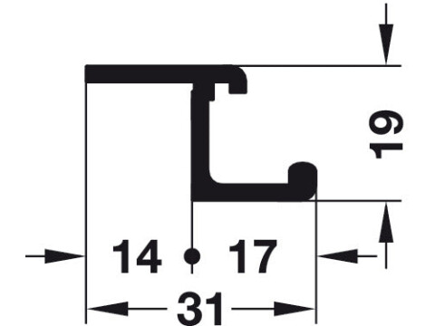 Top Track, for Sliding Cabinet Doors, Hawa-Regal A 25 H Forslide