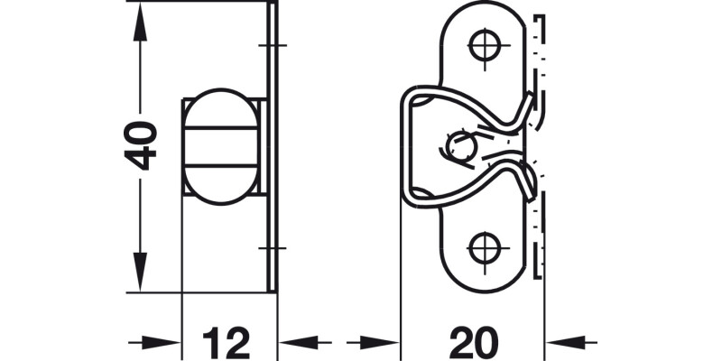 Spring Catch 20x12x40mm St Brass Plt