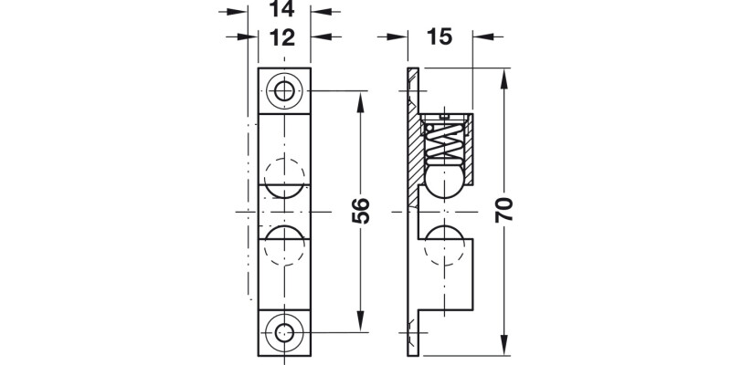 Twin Ball Catch 70mm Brass