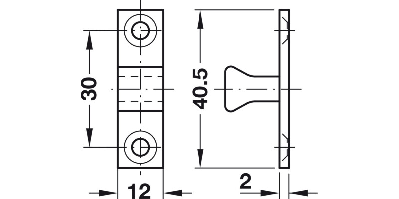 Twin Ball Catch 70mm Brass