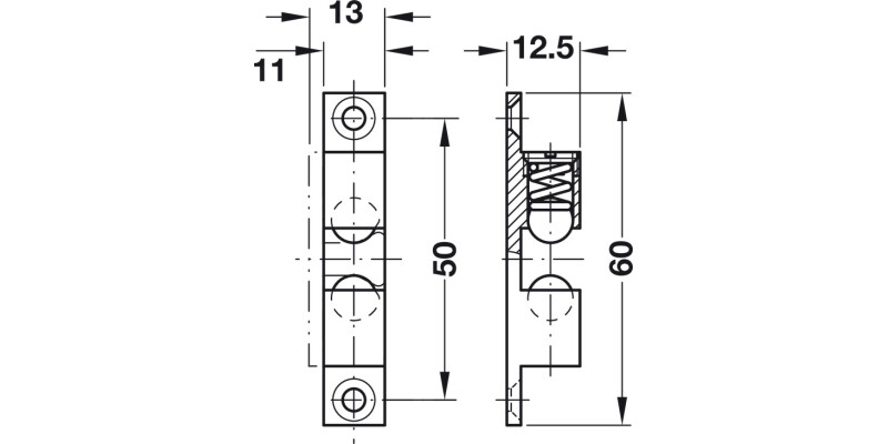 Twin Ball Catch 60mm Brass