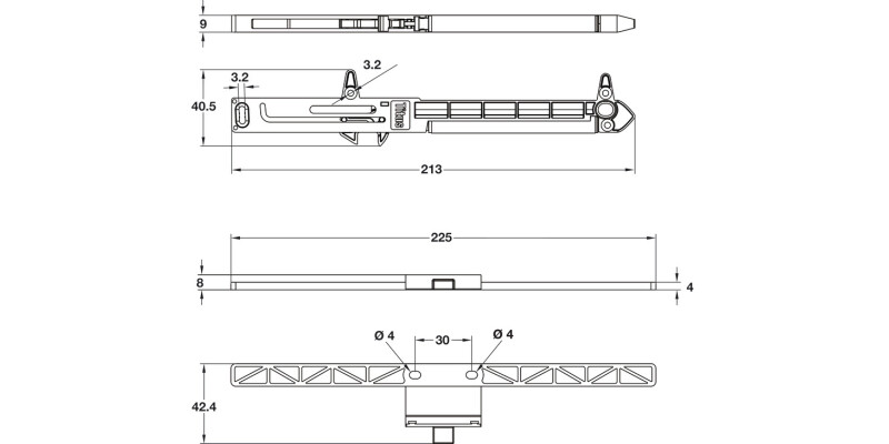 Soft Close Mechanism for Metal Drawers Grey