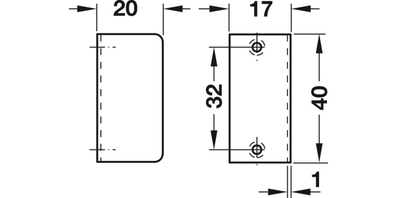 Angled Striking Plate 40x20x17mm St NP