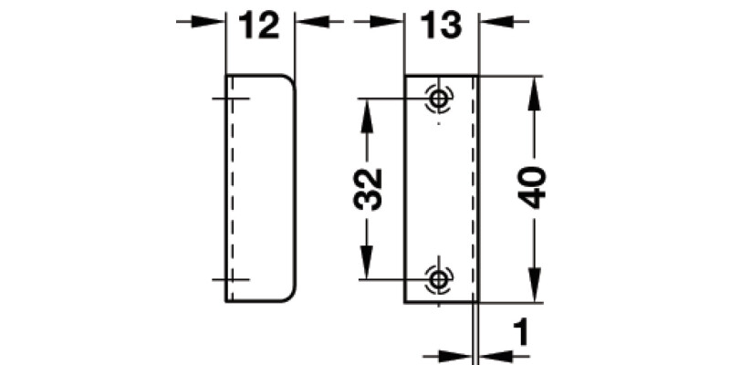 Angled Striking Plate 40x12x12mm St NP