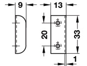 Angled Striking Plate 33x9x12mm St NP