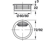Cable Outlet 2prt D80x25mm Pl Off White