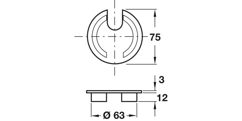 Cable Outlet 1prt D63x15mm ZA PC