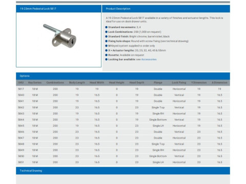 L&F 5841 DOUBLE FLANGE PEDESTAL LOCK - HORIZONTAL