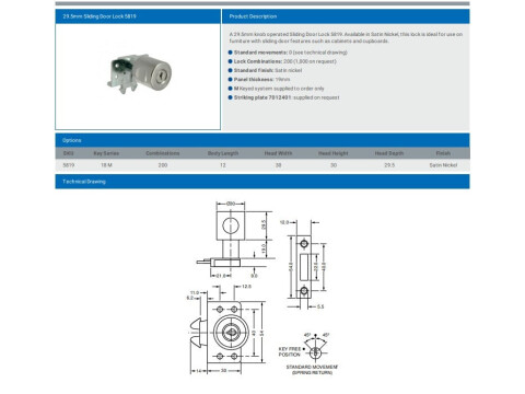 L&F 5819 KNOB OPERATED CLAW BOLT