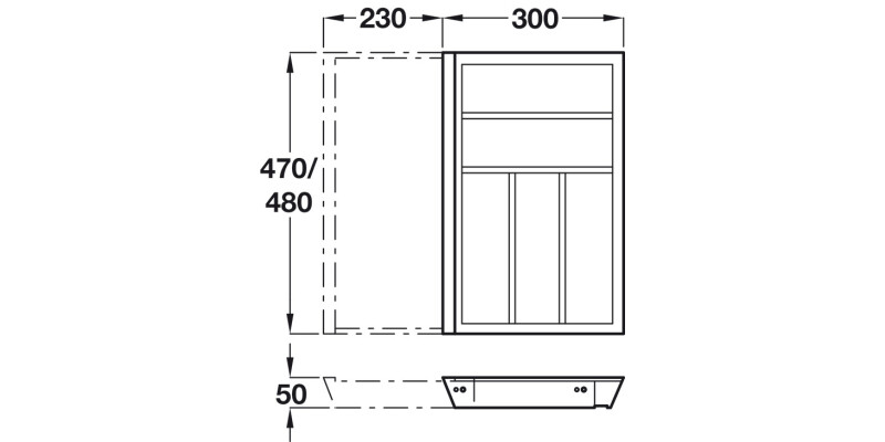 eXTray Oak Cutlery Ins 470/400-600mm
