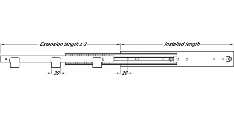 5321-60 BB Drawer Runner Full 110kg 350mm BZP