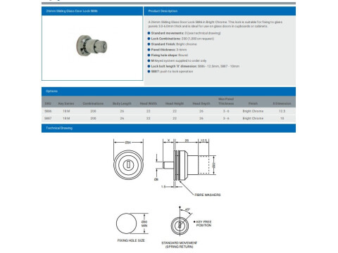 L&F 5886 GLASS SLIDING DOOR LOCK