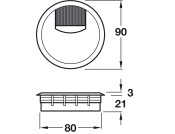Cable Outlet 2prt D80x24mm Pl SS Col