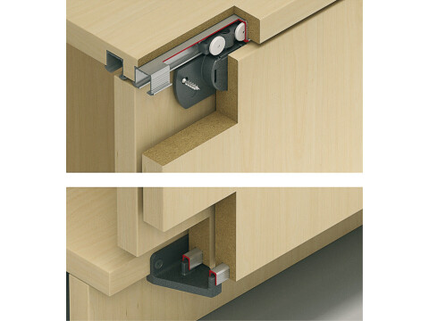 Fitting Set, for Sliding Cabinet Doors, Hawa-Clipo 16 H Mixslide