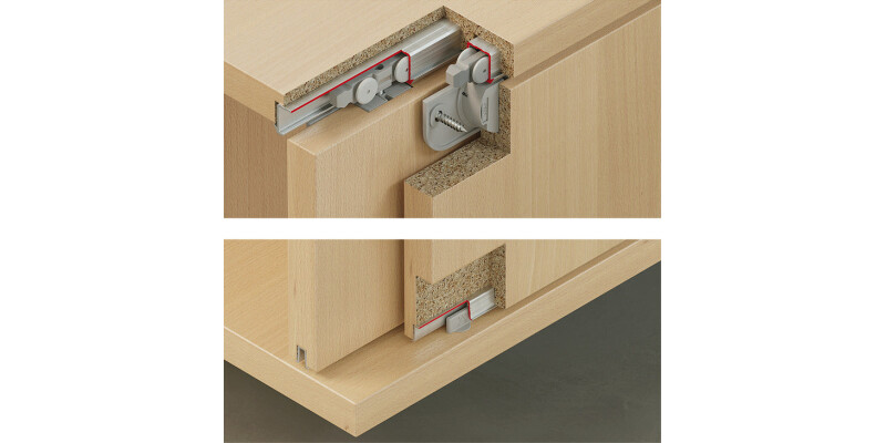 Fitting Set, for Sliding Cabinet Doors, Slido F-Line21 20C