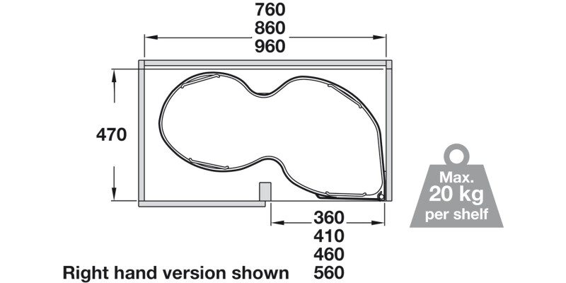 Corner PO 450/900mm LH Wht/Chr